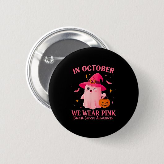 Badge Rond 5 Cm In October We Wear Nk – Breast Cancer Awareness (Devant & derrière)