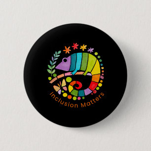 Badge Rond 5 Cm Inclusion S Arc-En-Ciel Chameleon Et Sticker Merch