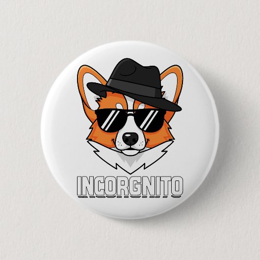 Badge Rond 5 Cm Incorgnito Corgi Stealthy à Shades (Devant)