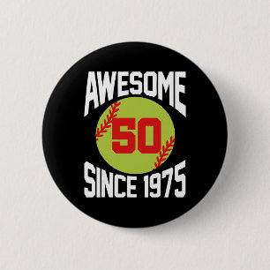 Badge Rond 5 Cm Incroyable 50 Ans depuis 1975 Softll 50e Anniversa