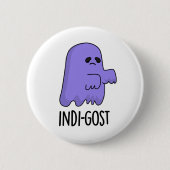 Badge Rond 5 Cm Indi-gost Funny Halloween Indigo Ghost Pun (Devant)