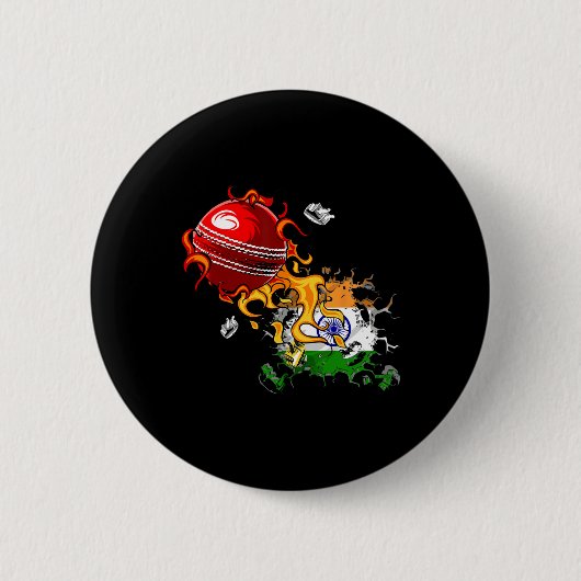 Badge Rond 5 Cm India Cricket 4 (Devant)