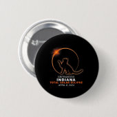Badge Rond 5 Cm Indiana Total Solar Eclipse 2024 1 (Devant & derrière)