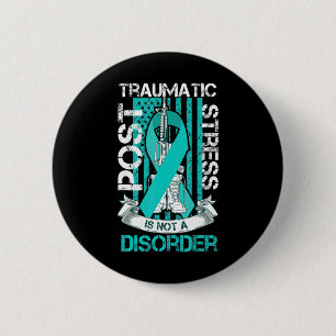 Badge Rond 5 Cm Indicateur De Stress Traumatique turquoise Post-Ru