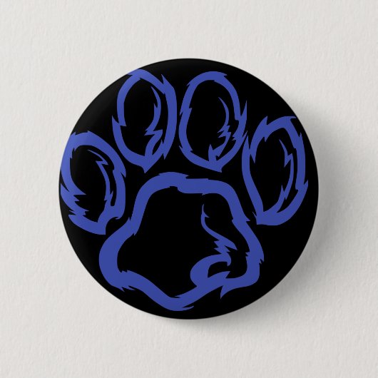 Badge Rond 5 Cm Indigo Paw - arrière - plan noir (Devant)
