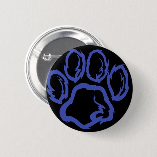 Badge Rond 5 Cm Indigo Paw - arrière - plan noir (Devant & derrière)