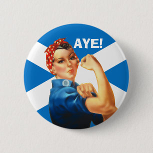 Badge Rond 5 Cm Indy Rosie le Riveter dit Aye Button
