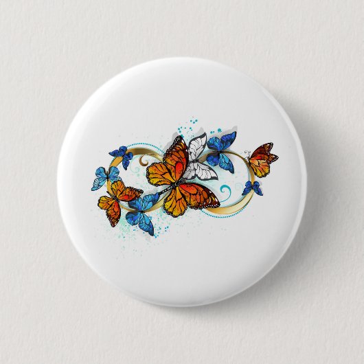 Badge Rond 5 Cm Infinité de papillons monarques (Devant)