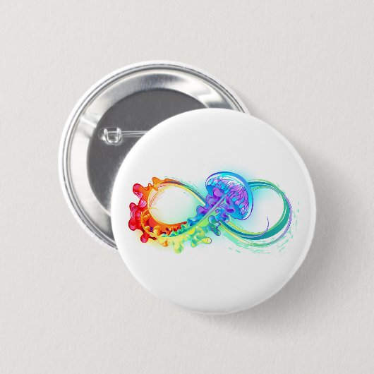 Badge Rond 5 Cm Infinity avec Rainbow Jellyfish (Devant & derrière)