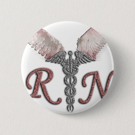 Badge Rond 5 Cm Infirmier autorisé de RN avec des ailes d'ange (Devant)
