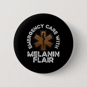 Badge Rond 5 Cm Infirmier paramédical noir Afro-Américain SAMU Amb