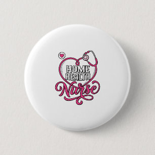 Badge Rond 5 Cm Infirmière à domicile Stéthoscope rose Création de