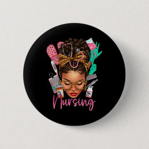 Badge Rond 5 Cm Infirmière à mélanine noire Mois de l'histoire des