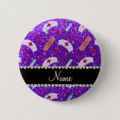 Badge Rond 5 Cm Infirmière à parties scintillant violette Infirmiè (Devant)