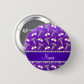 Badge Rond 5 Cm Infirmière à parties scintillant violettes casquet (Devant & derrière)