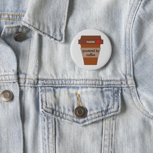 Badge Rond 5 Cm Infirmière Alimentée Par Café (En situation)