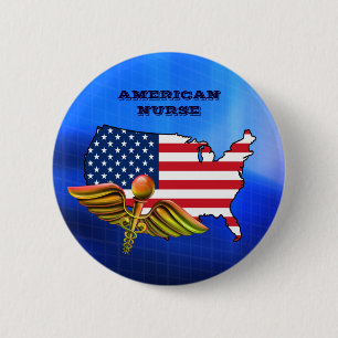 Badge Rond 5 Cm Infirmière américaine. Patriotique