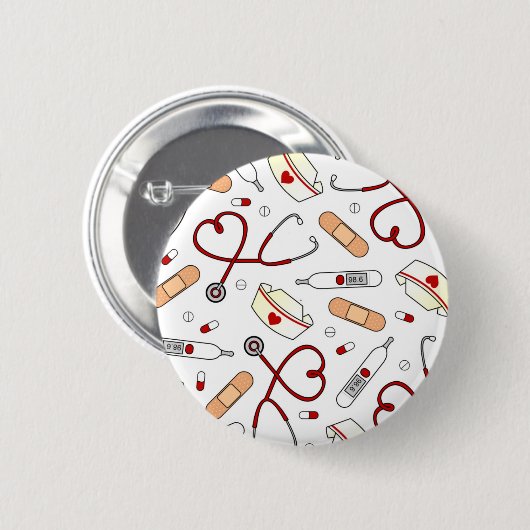 Badge Rond 5 Cm Infirmière Amour Imprimer Arrière - plan blanc (Devant & derrière)