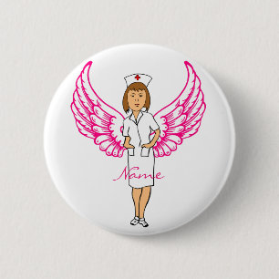Badge Rond 5 Cm Infirmière Angel Wings Thunder_Cove