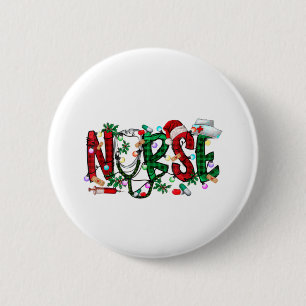 Badge Rond 5 Cm Infirmière Arbre de Noël Stethoscope RN LPN Scrub