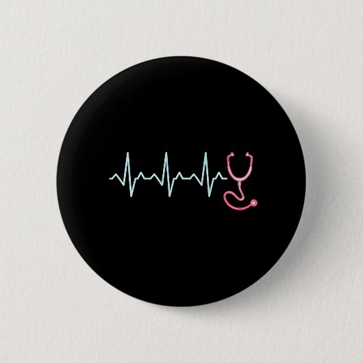 Badge Rond 5 Cm Infirmière autorisée Heartbeat (Devant)