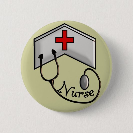 Badge Rond 5 Cm Infirmière avec la PAC et le STÉTHOSCOPE DE RELIEF (Devant)