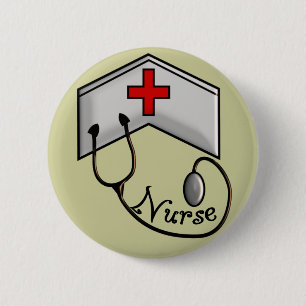 Badge Rond 5 Cm Infirmière avec la PAC et le STÉTHOSCOPE DE RELIEF
