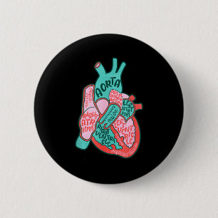 Badge Rond 5 Cm Infirmière cardiaque Cvicu Anatomie du cœur humain