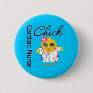 Badge Rond 5 Cm Infirmière cardiaque médicale du poussin v2