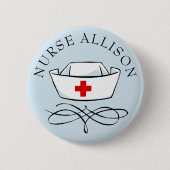 Badge Rond 5 Cm Infirmière Casquette Ajouter un nom (Devant)