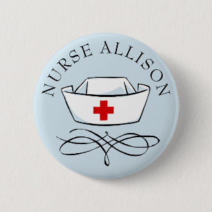 Badge Rond 5 Cm Infirmière Casquette Nom d'ajout