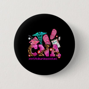 Badge Rond 5 Cm Infirmière certifiée Cna Istant Leopard Inscrit Nu