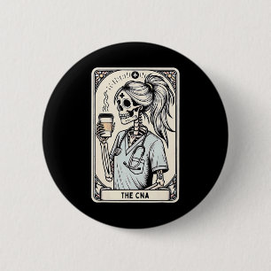 Badge Rond 5 Cm Infirmière certifiée Istant Tarot Card Skeleton Cn