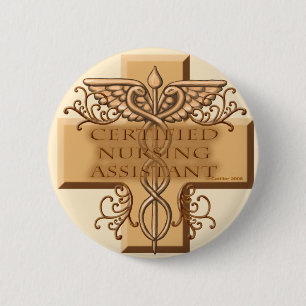 Badge Rond 5 Cm Infirmière CNA Cross Caduceus
