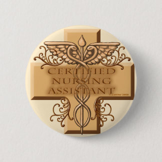 Badge Rond 5 Cm Infirmière CNA Cross Caduceus