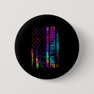 Badge Rond 5 Cm Infirmière correctionnelle Tie Dye Drapeau américa