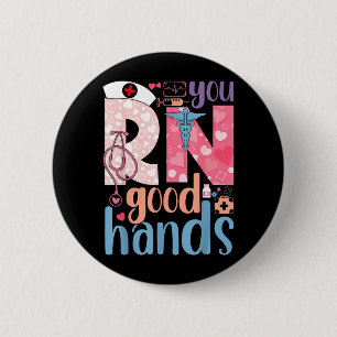 Badge Rond 5 Cm Infirmière de bonnes mains Rn Mignonne Étudiante e