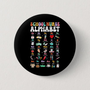 Badge Rond 5 Cm Infirmière de l'école Abc Mignonne Groovy Alphabet