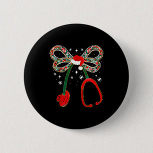 Badge Rond 5 Cm Infirmière de Noël Coquette Stethoscope à ruban So
