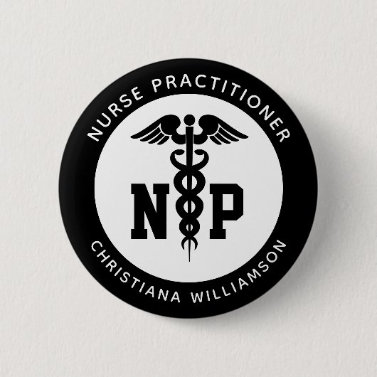 Badge Rond 5 Cm Infirmière de NP personnalisée Praticien Diplôme C (Devant)