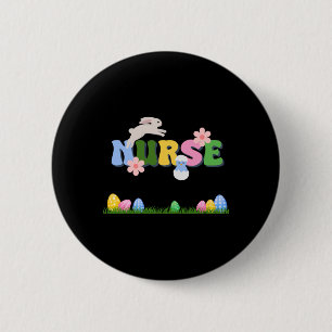 Badge Rond 5 Cm Infirmière De Pâques Oeufs De Pâques Fleurs Vacanc