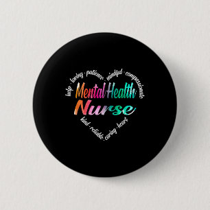 Badge Rond 5 Cm Infirmière de santé nuage de mots cœur aquarelle a
