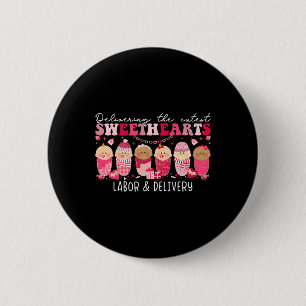 Badge Rond 5 Cm Infirmière de travail d'accouchement de cœur doux