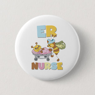 Badge Rond 5 Cm Infirmière d'ER d'abeille