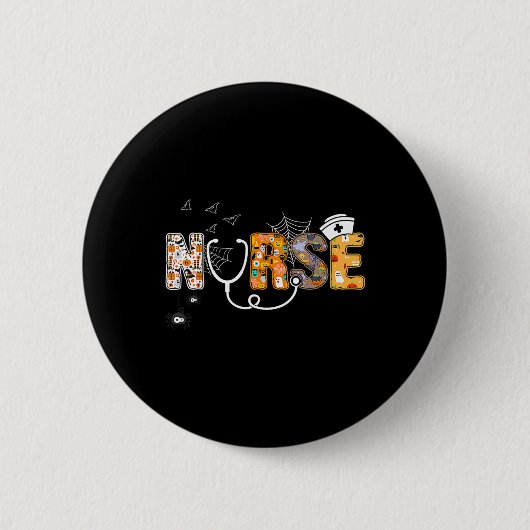 Badge Rond 5 Cm Infirmière d'Halloween avec Citrouille Boo Spider (Devant)