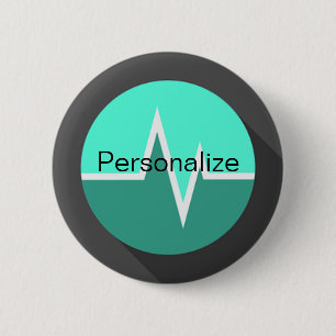 Badge Rond 5 Cm Infirmière Dr médicale EKG turquoise vert