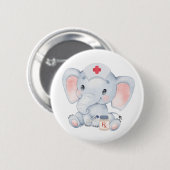 Badge Rond 5 Cm Infirmière éléphant mignonne (Devant & derrière)