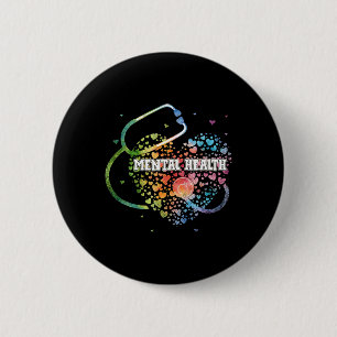 Badge Rond 5 Cm Infirmière en santé Watercol Love Heart Scrub Stet