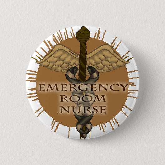 Badge Rond 5 Cm infirmière ER Caduceus (Devant)
