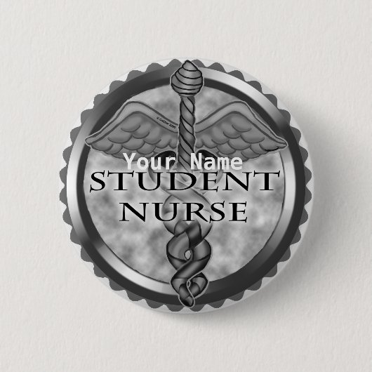 Badge Rond 5 Cm Infirmière étudiante grise (Devant)